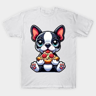 Boston Terrier Eating Pizza T-Shirt